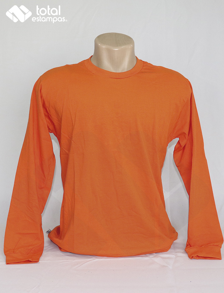 Camiseta Personalizada Manga Longa Laranja